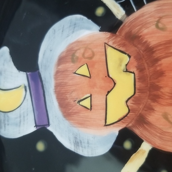 Halloween GATES WARE Laurie Gates 11-3/4" Single PUMPKIN SCARECROW Dinner Plate - Picture 14 of 14